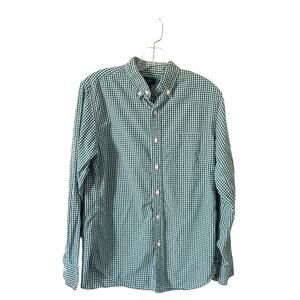 J. Crew Plaid Long Sleeve Causal Button Down Shirt Green White Size Small